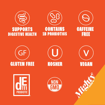 Mighty Soda Orange, Prebiotics, Probiotics & Postbiotics, Functional Soft Drink With More Gut Health Benefits, Non-Gmo, Vegan, G