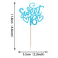 YCTHUNFISH 24 Pack Cupcake Toppers Glitter Sixteen Happy 16th Birthday Decorations Light Blue Bamboo