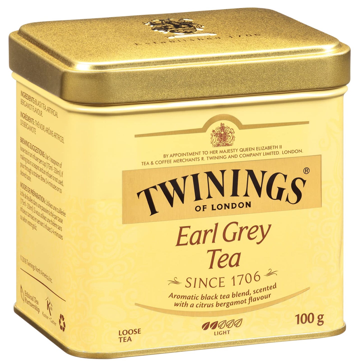 Twinings Earl Grey Loose Black Tea Tin, 3.53 Ounce Tin (Pack Of 1), Flavoured With Citrus And Bergamot, Caffeinated, Enjoy Hot Or Iced