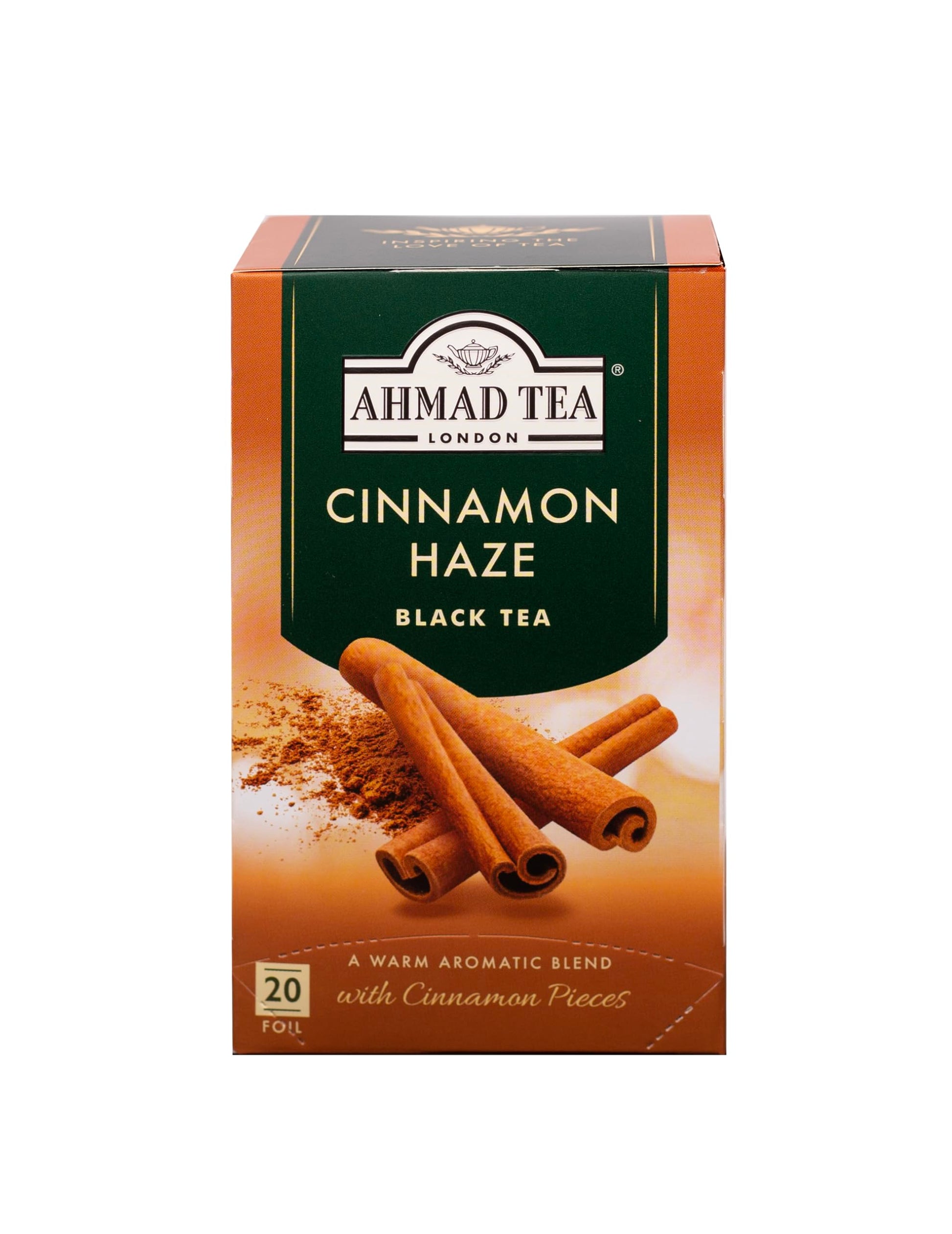 Ahmad Tea Black Tea, Cinnamon Haze Teabags, 20 ct (Pack of 1) - Caffeinated & Sugar-Free