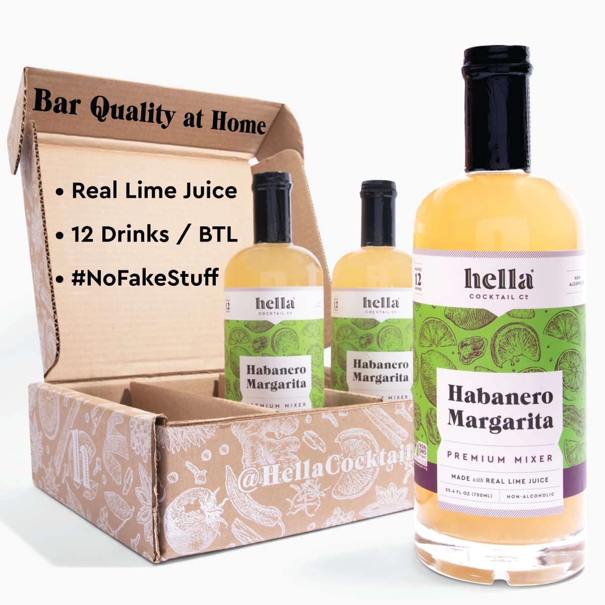 Hella Mixed Flavor Co. Top-Grade Habanero Margarita Mixer | Made With Real Lime Juice And Habanero Pepper  Margarita Mix Ready-To-Mix For The Perfect Spicy Margarita Or Non Beverage-Style Margarita