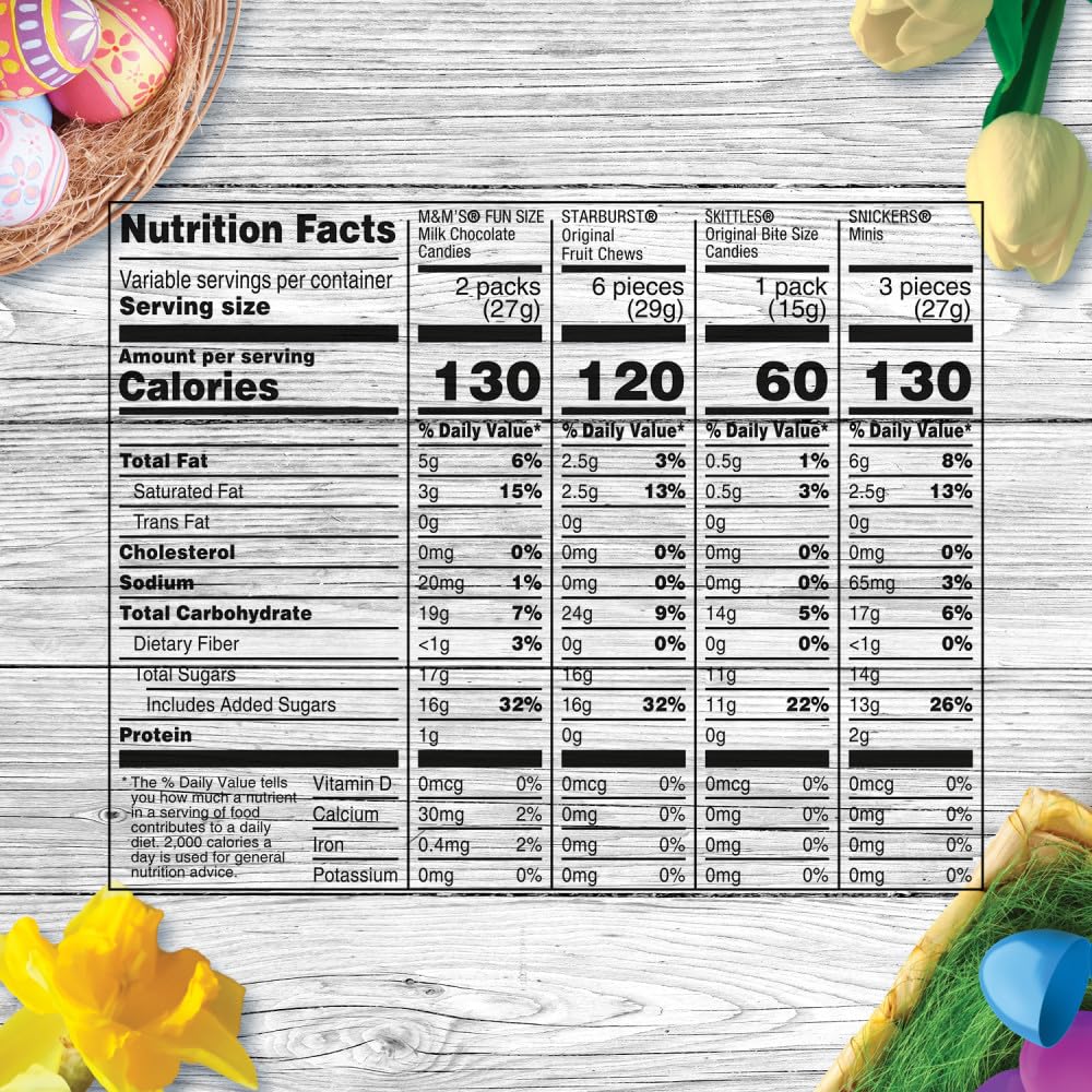 Mars M&M S, SKITTLES, SNICKERS & STARBURST Easter Basket Stuffers Variety Pack, 65 Ct Bulk Bag