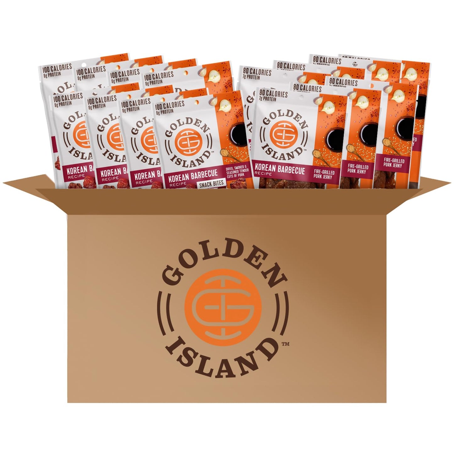 Golden Island Pork Jerky Korean Bbq Variety Pack, Specialty Meat Snack, Gluten Free With Korean Barbecue Seasoning, Good Source