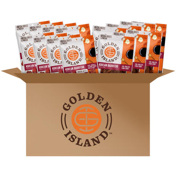 Golden Island Pork Jerky Korean Bbq Variety Pack, Specialty Meat Snack, Gluten Free With Korean Barbecue Seasoning, Good Source