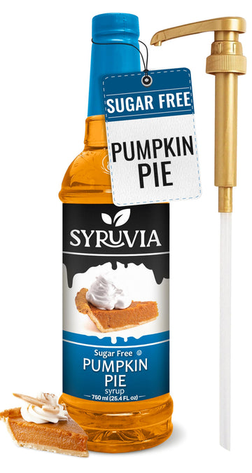 Syruvia Sugar Free Pumpkin Pie Syrup With Syrup Pump Dispenser - Pumpkin Pie Coffee Syrup Flavor, 25.4 fl oz, Kosher, Gluten Fre