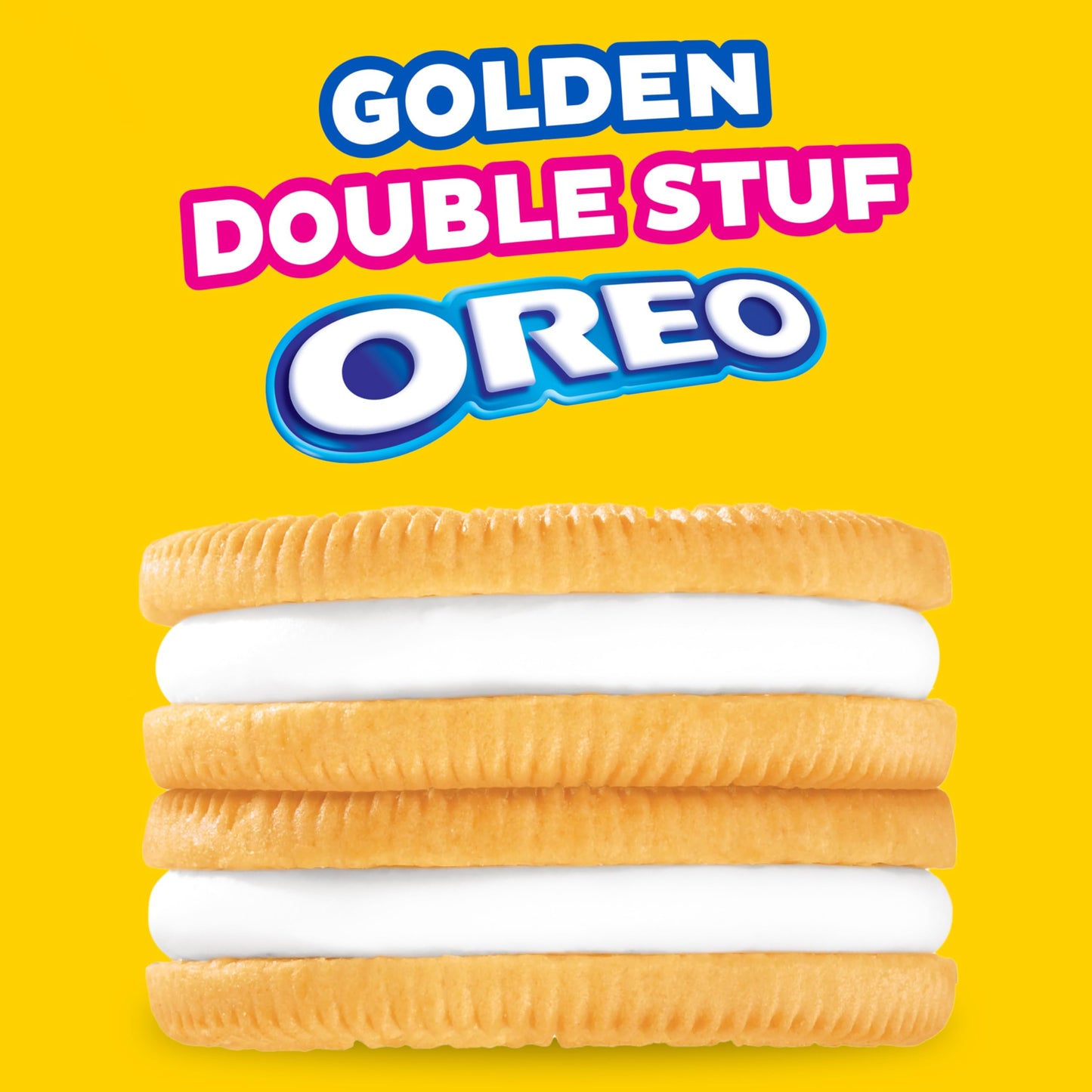 OREO Double Stuf Golden Sandwich Cookies, King Size, 20 Snack Packs (2 Boxes, 8 Cookies Per Pack)