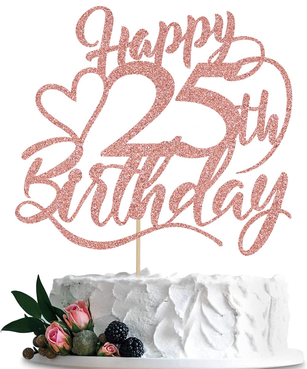 Happy 25Th Birthday Cake Topper For 25Th Men And Women Birthday Party Decorations