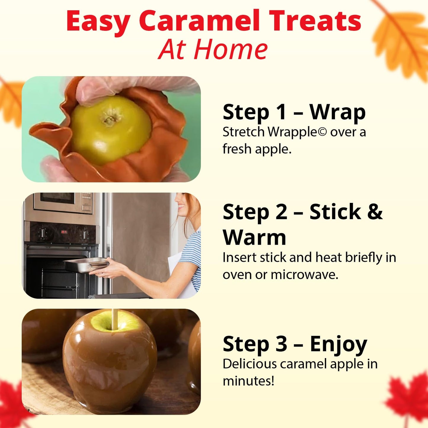 Concord Caramel Apple Wrap 6.05 oz Package (Value 3 Pack - Makes 15 Fresh Caramel Apples)