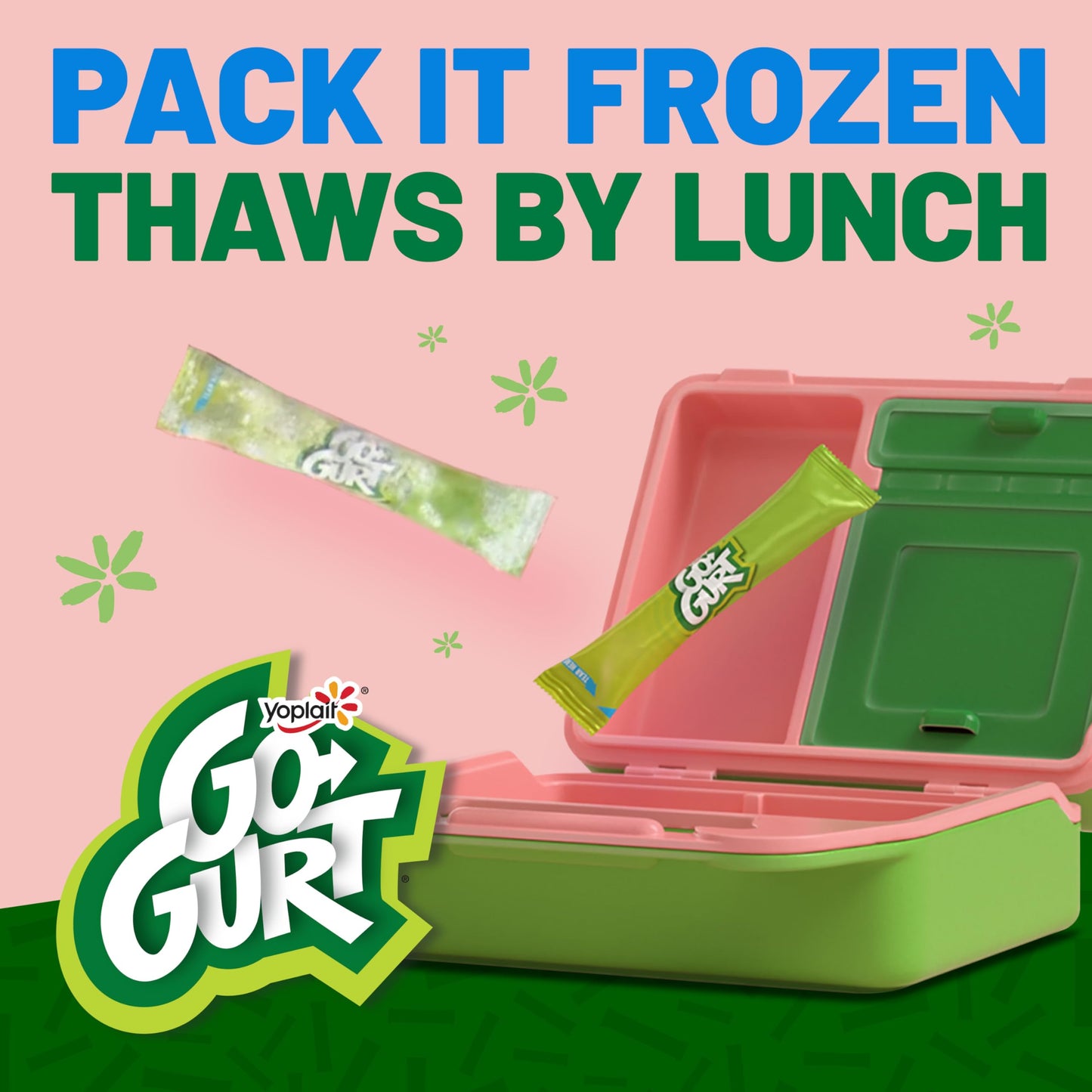 Go-GURT SpongeBob SquarePants Strawberry Splash and Cool Cotton Candy Kids Fat Free Yogurt Variety Pack, Gluten Free, 2 oz Yogur