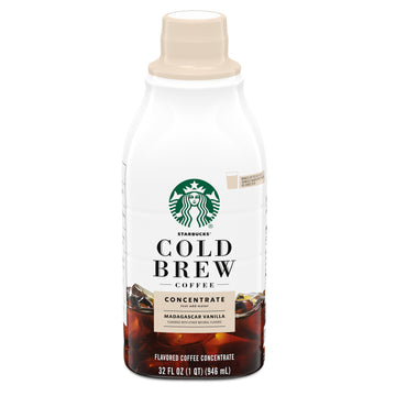 Starbucks Cold Brew Coffee Concentrate, Naturally Flavored Madagascar Vanilla, 100% Arabica, Multi-Serve Bottle (32 Fl Oz)