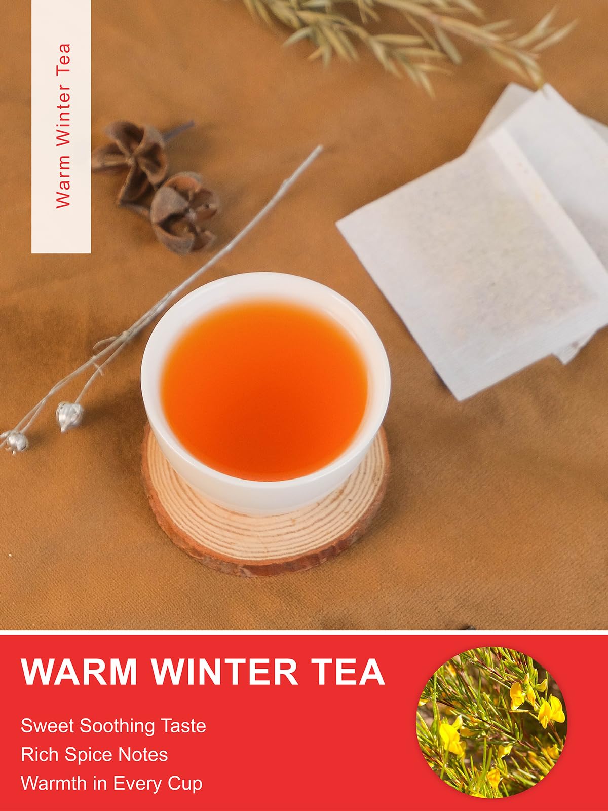 TeeLux Rooibos Chai Tea - Caffeine-Free, Smooth & Spicy Flavor, 100 Count