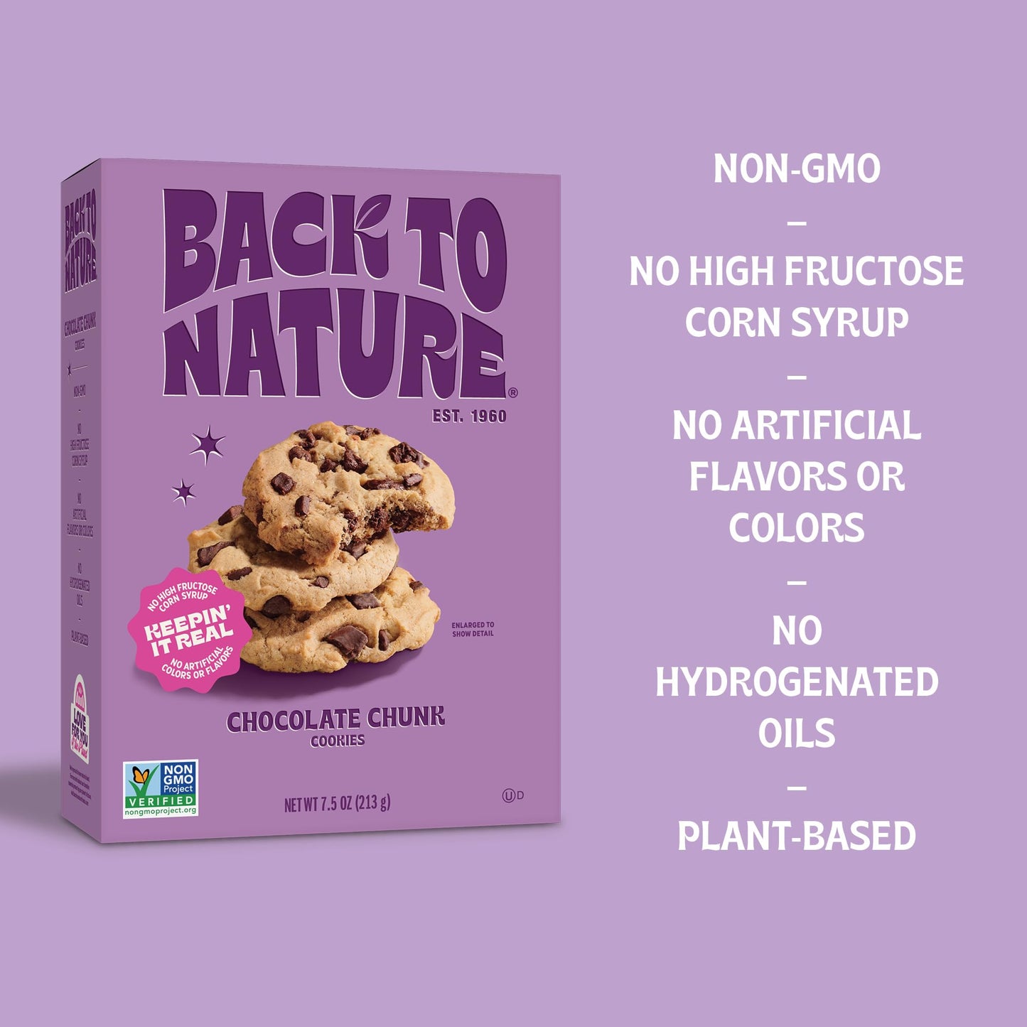 Back To Nature - Chocolate Chunk Cookies - Made With Seriously Tasty Real Ingredients Like Wheat Flour - Non-Gmo - 7.5 Ounce