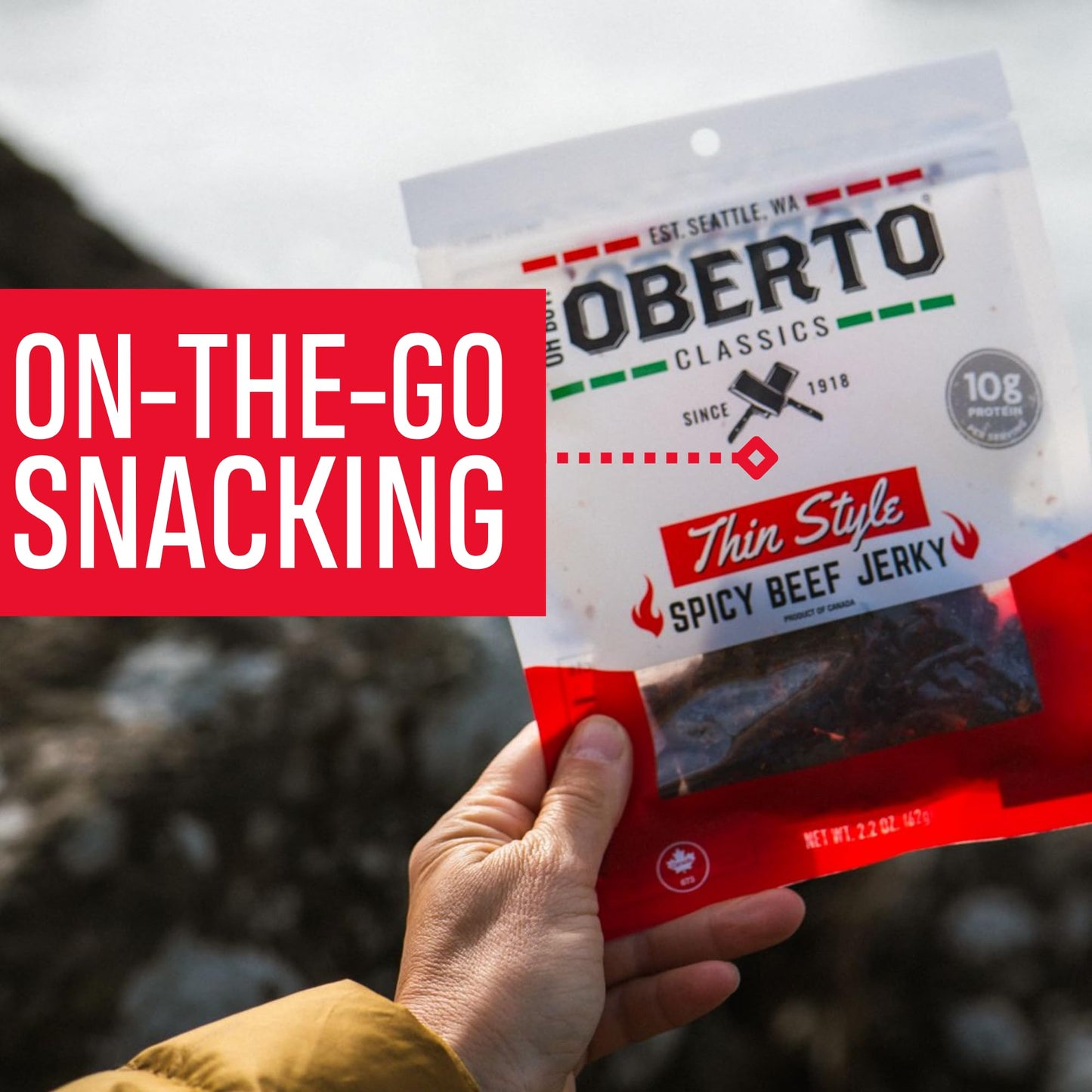 Oberto Classics Thin Style Beef Jerky  Spicy Flavor  No Artificial Ingredients  High Protein  Gluten Free  Wood Smoked  enhanced Steak Beef Jerky High Protein Snacks  2.2 Ounce (Pack of 8)