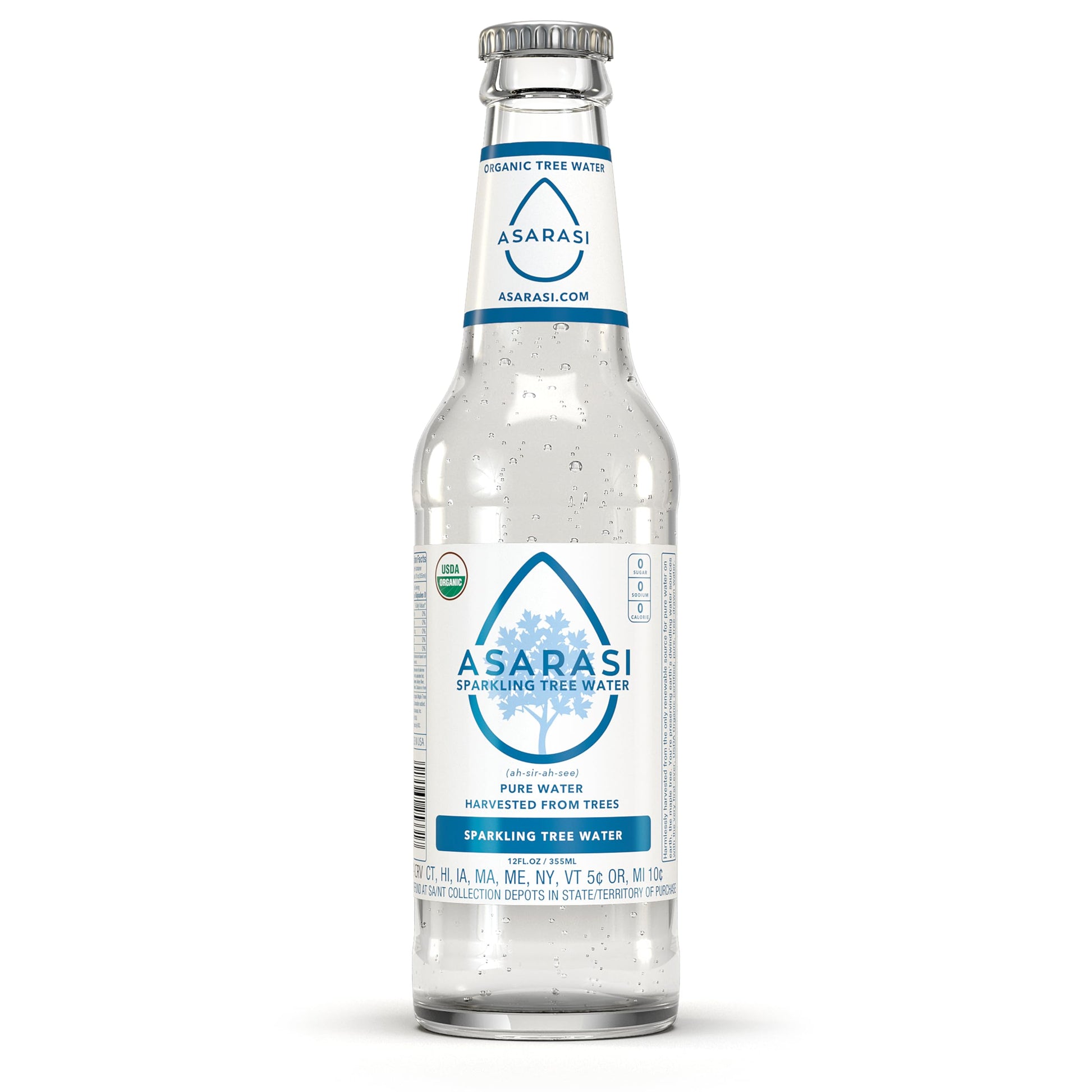 Asarasi Organic Sparkling Tree Water (12 Fl Oz (Pack of 12), Natural)