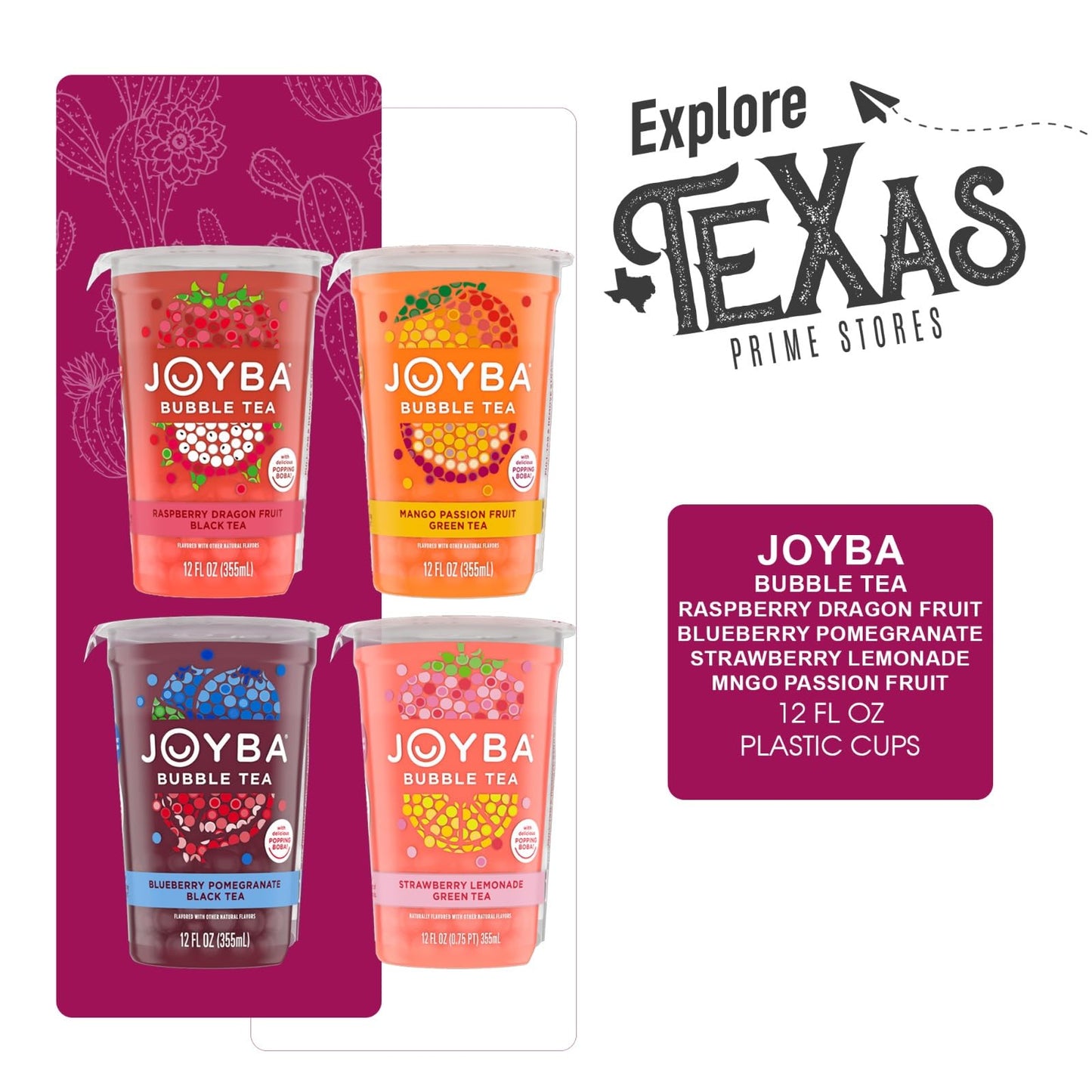 Joyba Collection 16-Pack Bubble Green Tea Cups 12 Fl Oz With Delicious Natural Fruit Flavored Popping Boba + 1 Freebie By Unique