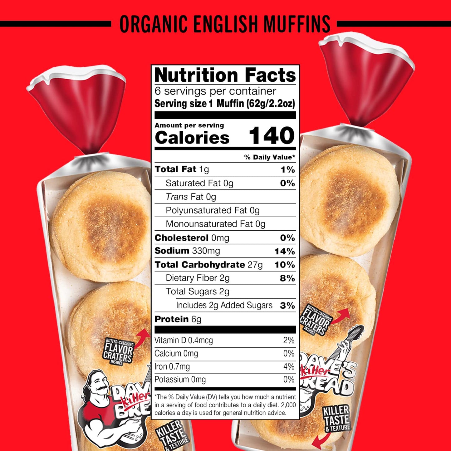Daves Killer Bread Killer Classic English Muffins, Organic English Muffins, 6 Count
