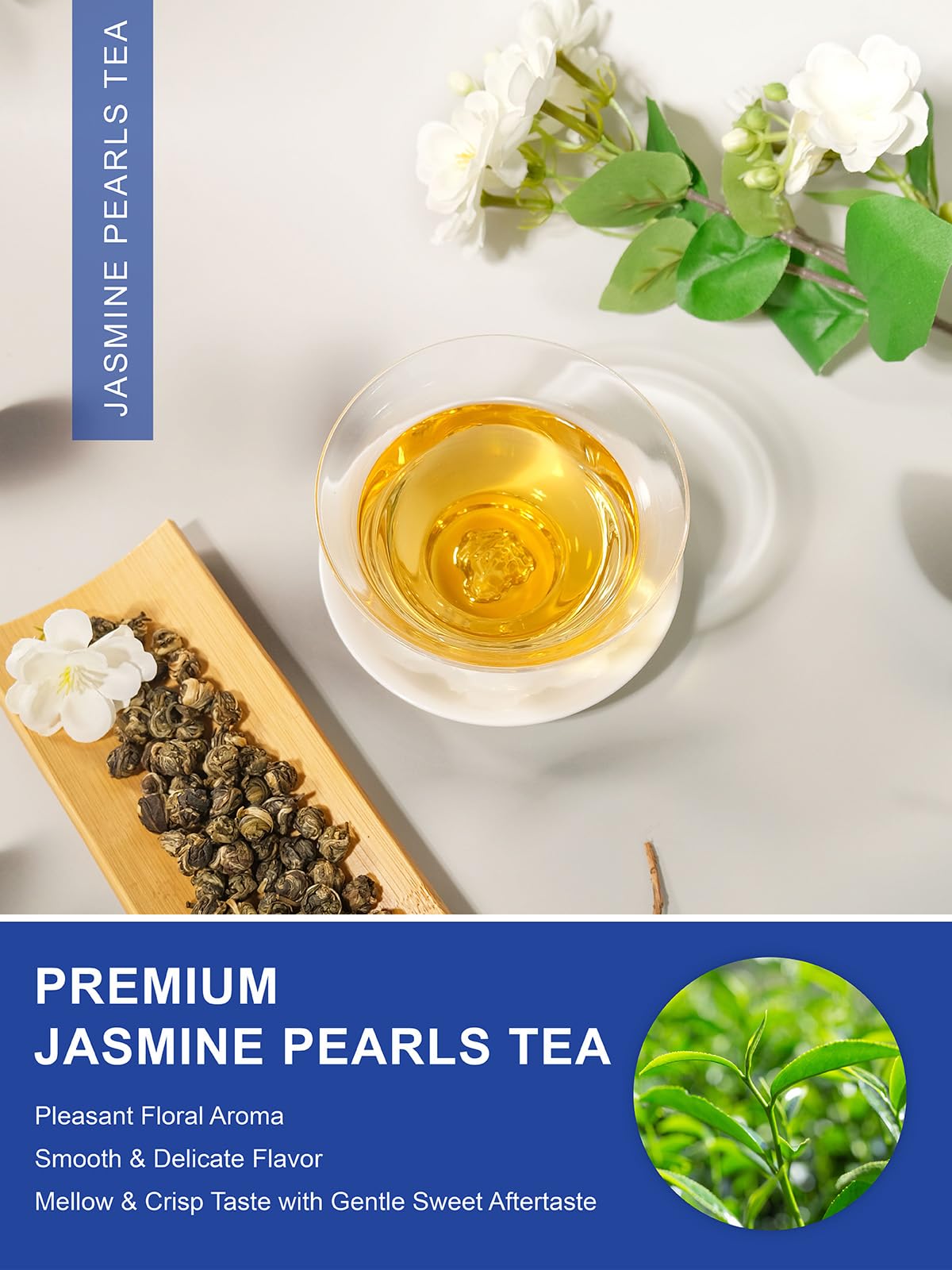 TeeLux Jasmine Pearls Green Tea, Handrolled Loose Leaf, 4 Ounce