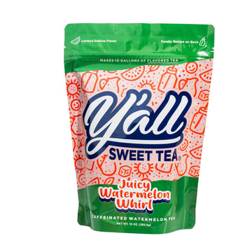 Yall Sweet Tea Watermelon Flavored Iced Tea Bags, 1 Gallon Size, 10 Bags per Pack, Caffeinated, Quick Brew Southern Style