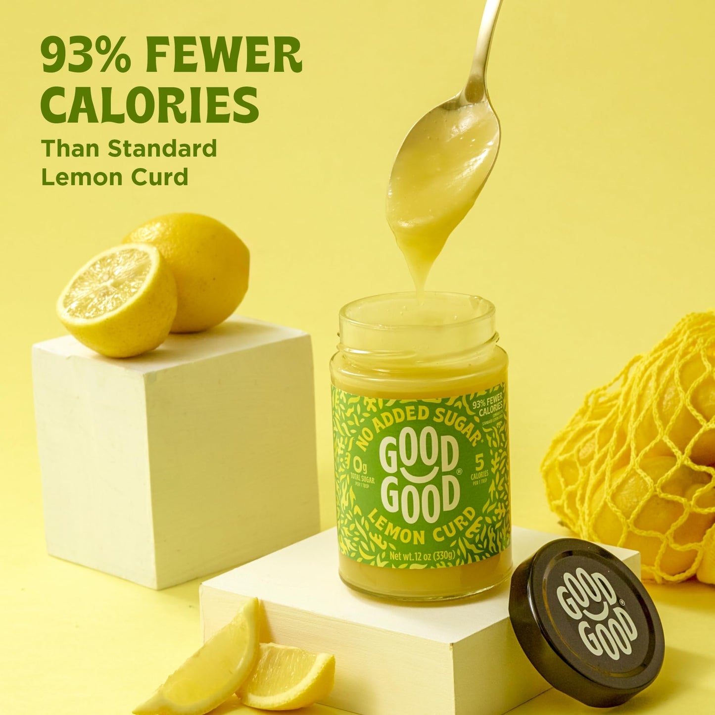 GOOD GOOD No Added Sugar Lemon Curd - Keto Friendly, Vegan, Low Carb, Diabetic Friendly - 12oz Spread (Pack of 1)