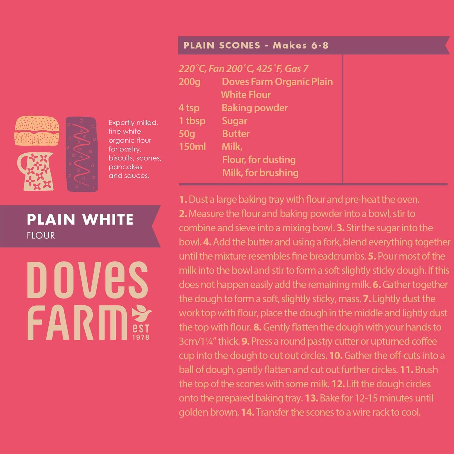 Doves Farm Organic Plain White Flour | Perfect For Pastry, Biscuits, Scones, Pancakes & Sauces | Milled In The Uk | All Purpose