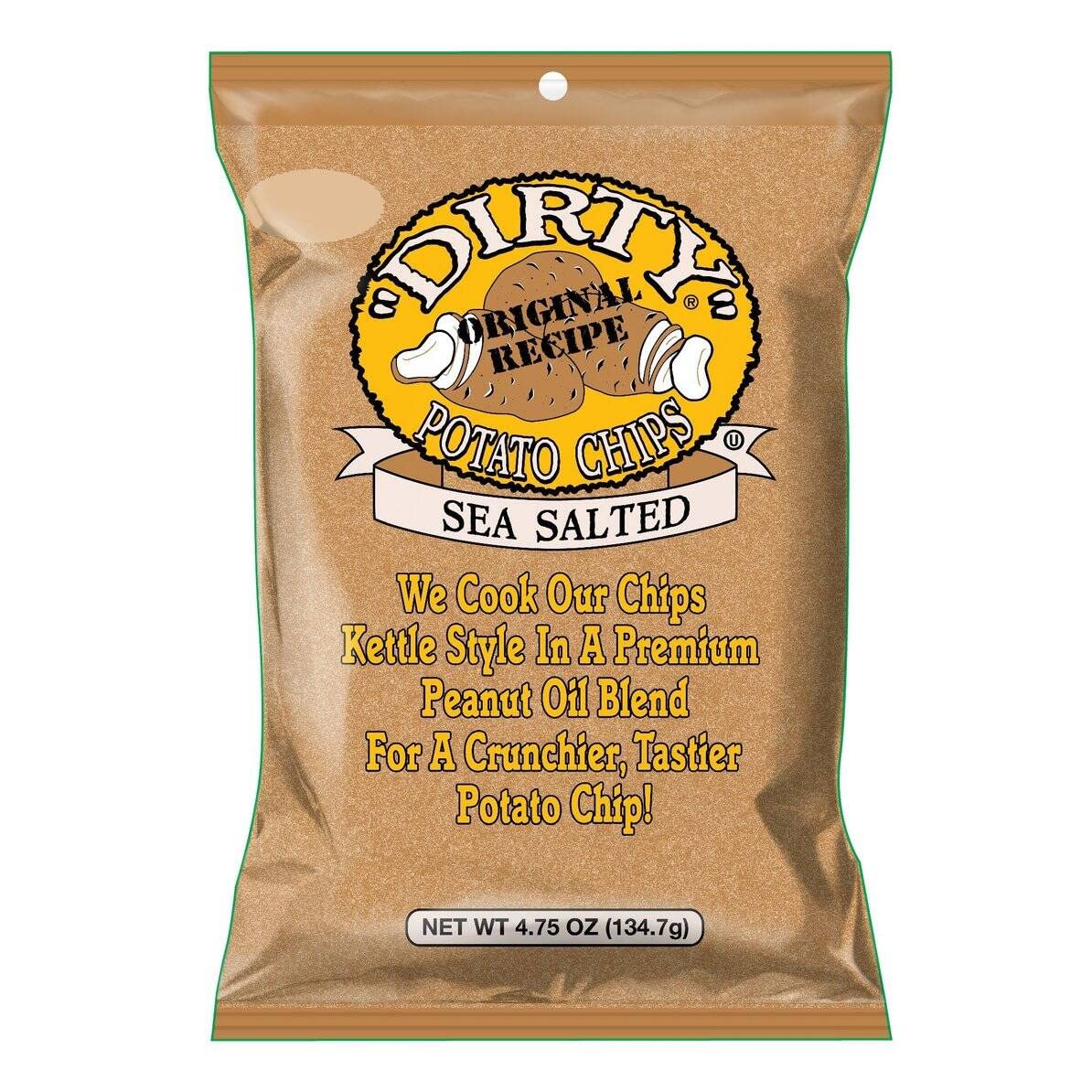 Dirty Kettle Chips Bag, Sea Salted, 4.75 oz., 12 Count