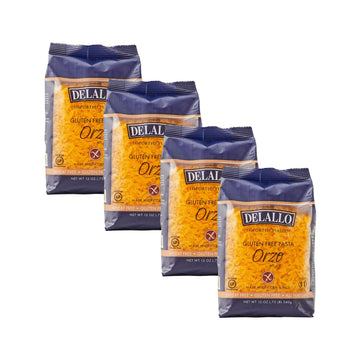 Delallo Gluten Free Orzo Pasta  12 Oz Bag  (4 Pack)  Made With Corn And Rice Flour  Handcrafted In Italy  Non-Gmo  All Natural  Kosher