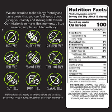 YumEarth Organic Gluten Free Black Licorice Snack Packs - Allergy Friendly, Gluten Free, Non-GMO, Vegan, No Artificial Dyes - 5