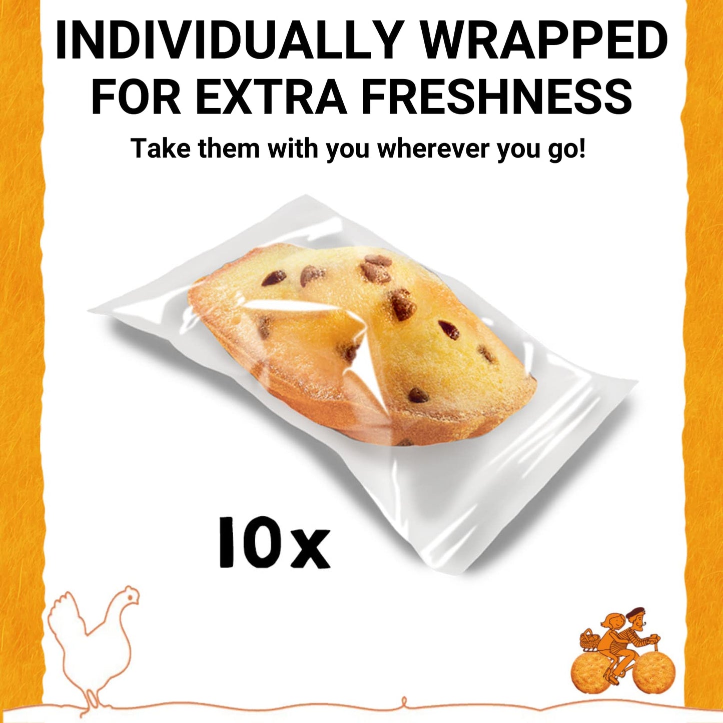 St Michel Chocolate Chip Madeleines French Sponge Cakes Made In France, Pack Of 2 (250G Each) Non-Gmo. Total Of 20 Individually Wrapped All Butter Traditional Madeleines Sponge Cakes