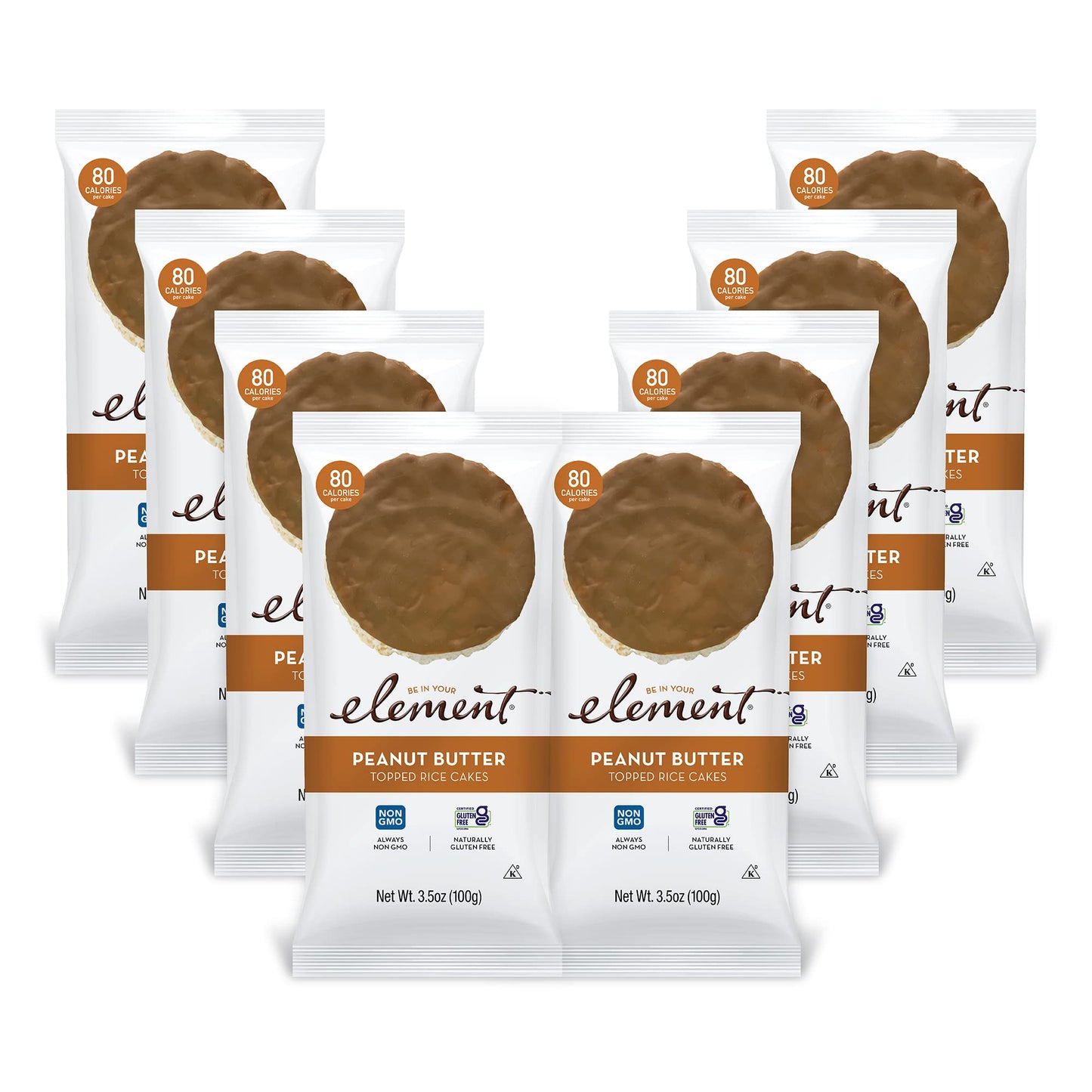 ELEMENT Peanut Butter Rice Cakes, Non-GMO, Gluten-Free, 28 Ounce Pack of 8