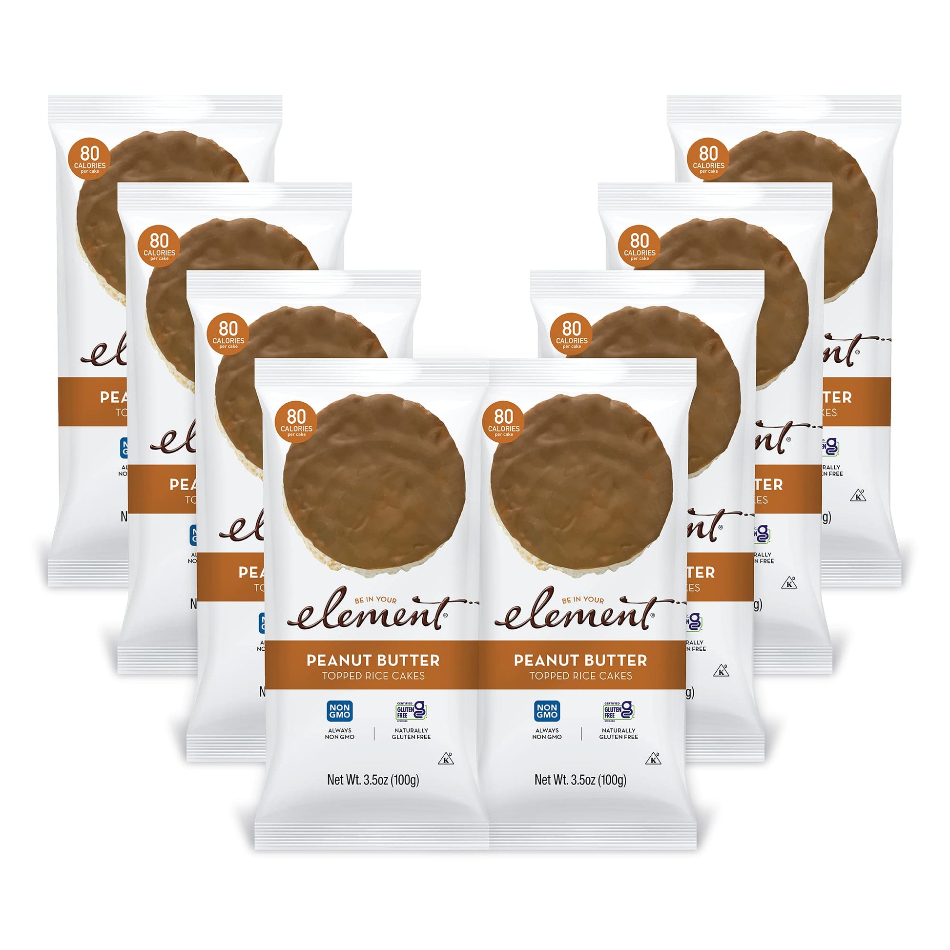 ELEMENT Peanut Butter Rice Cakes, Non-GMO, Gluten-Free, 28 Ounce Pack of 8