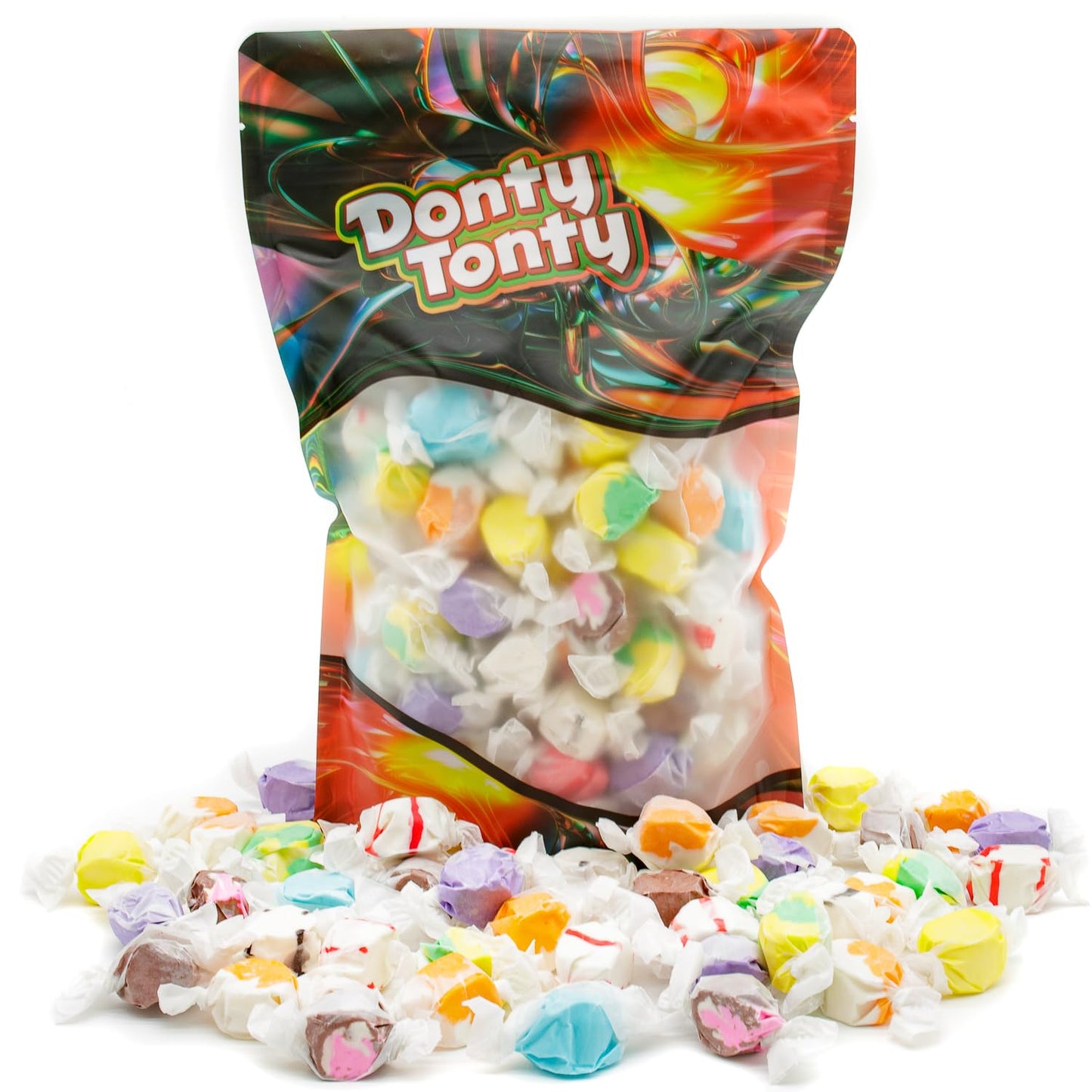 Salt Water Taffy 4 Lb - 10 Assorted Flavors, Individually Wrapped, Bulk Old Fashion Candy In Resealable Bag, Gluten Free, Kosher