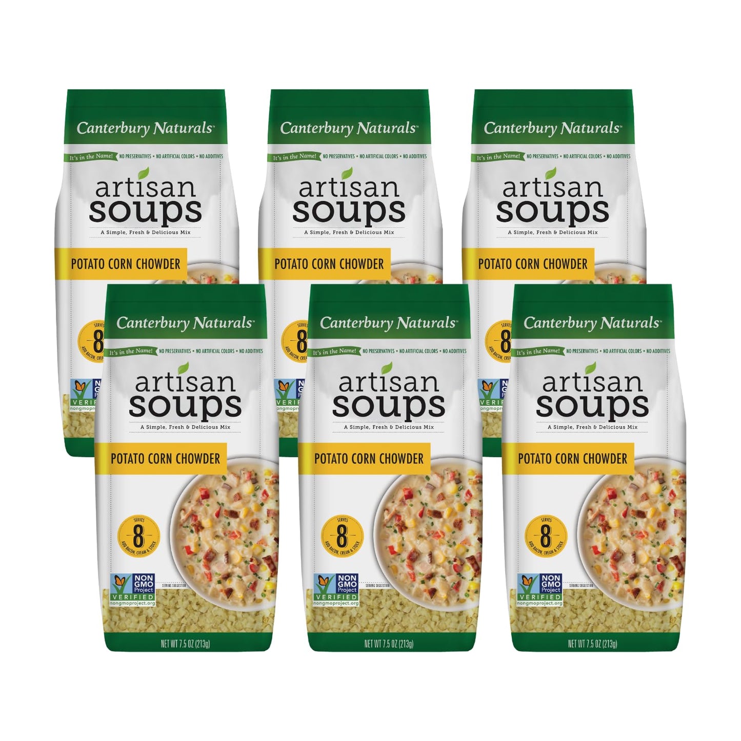 Canterbury Naturals Artisan Soup Mix, Potato Corn Chowder Soup Mix, Non-Gmo, Makes 8 Servings, 7.5-Ounce Bag (Pack Of 6)