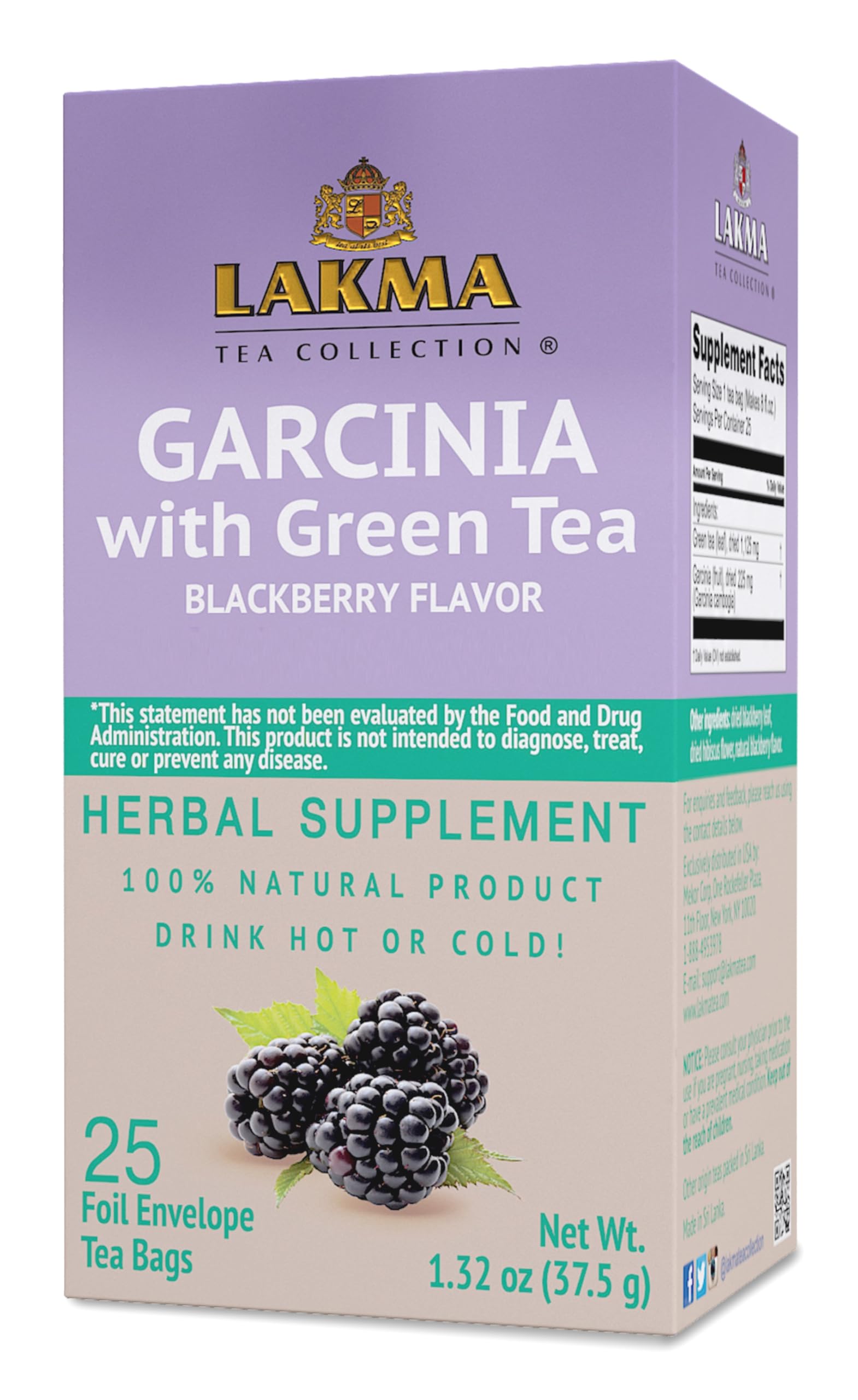 Hyleys Lakma Super Cleanse Tea With Acai Berry - 25 Tea Bags - (12 Pack - 300 Tea Bags Total)