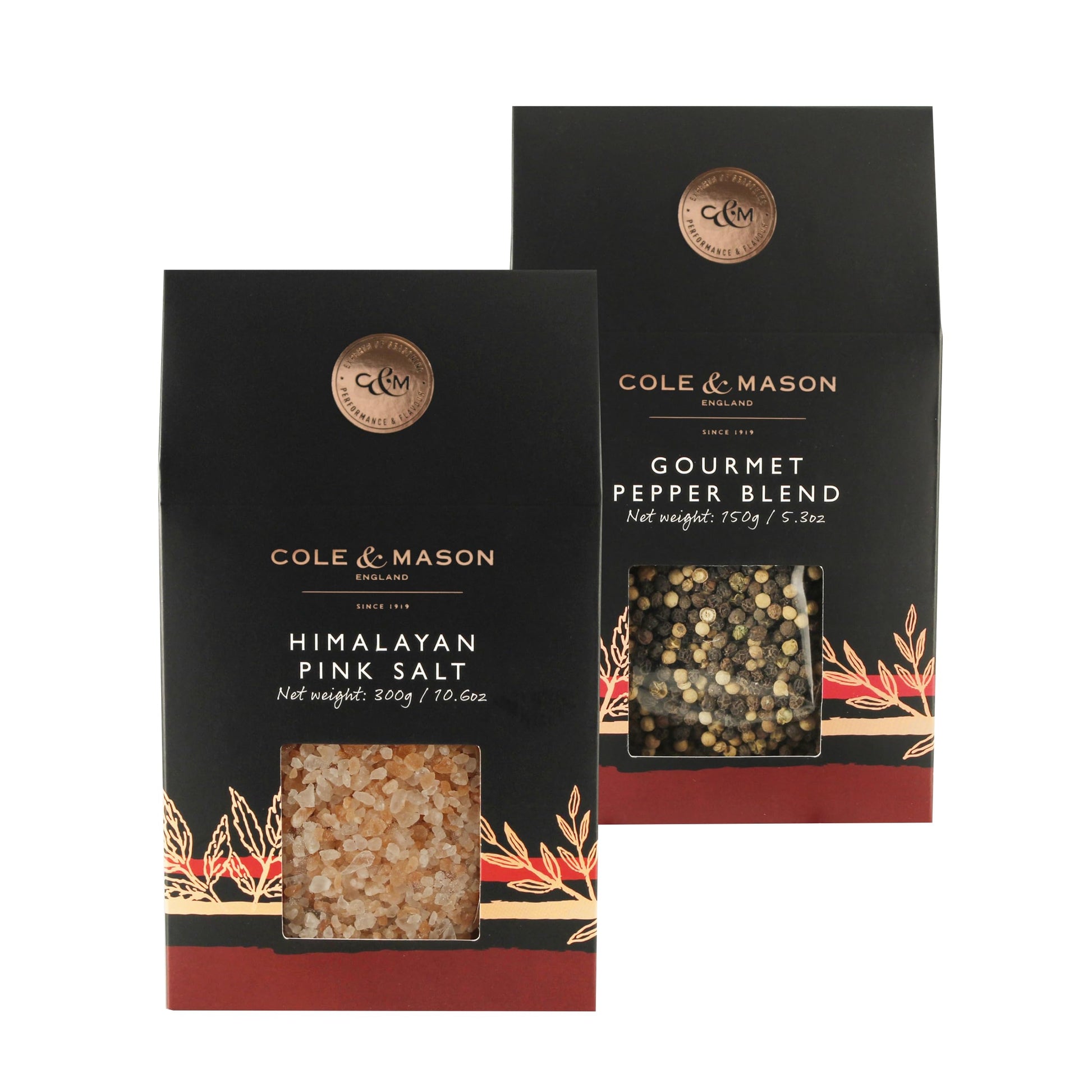 Cole & Mason Gourmet Spice Refill Box - Himalayan Pink Salt & Peppercorns - 15.9 oz Box Set