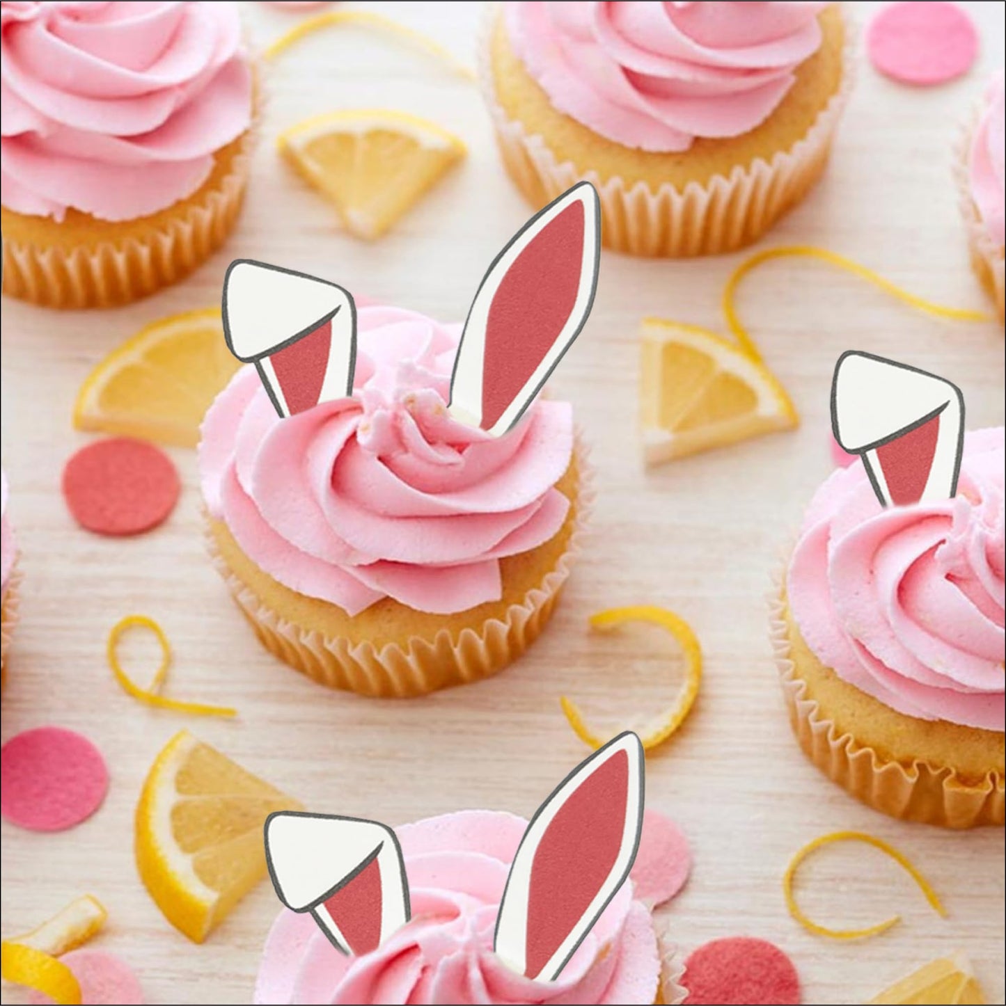 Sugar Robot Edible Bunny Ears For Cupcakes - Bunny Ears Cake Topper - Easter Cupcake Toppers - Decoration Made In The Usa - Prem