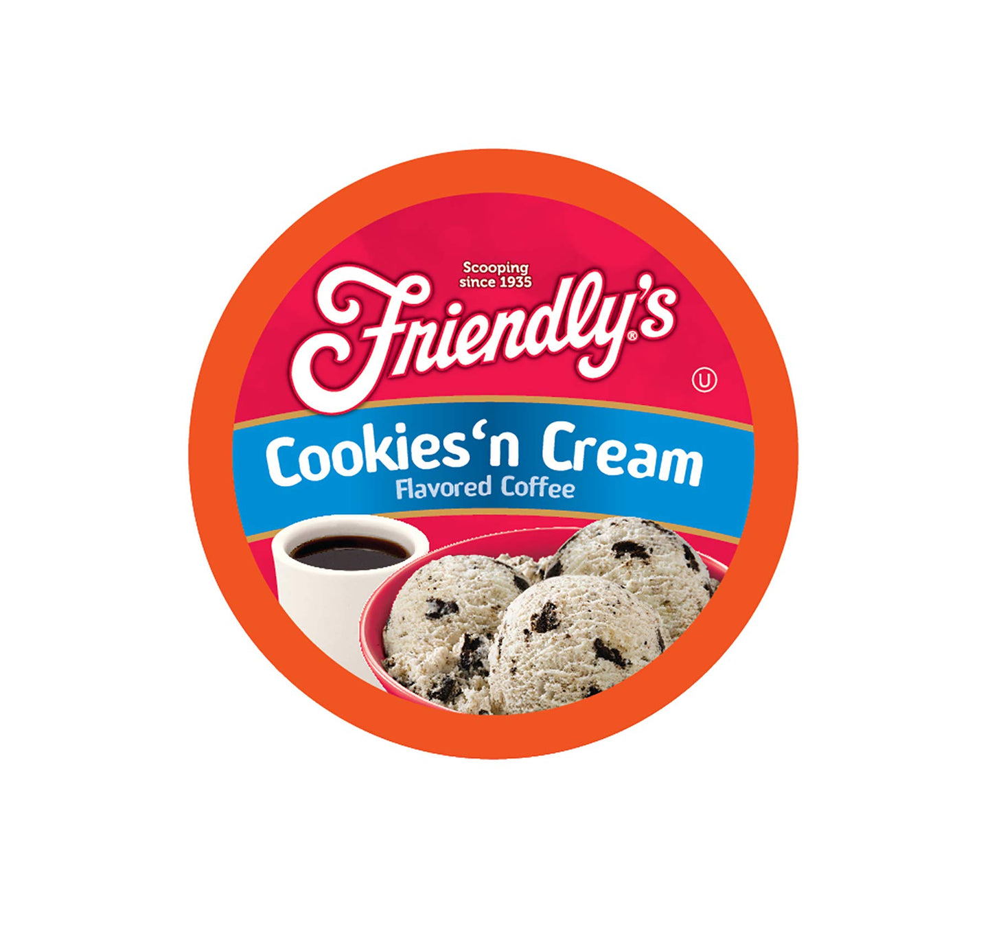Friendlys Flavored Ice Cream Coffee Pods, Cookies & Cream, 40 Count, Compatible with Keurig K Cup Brewers
