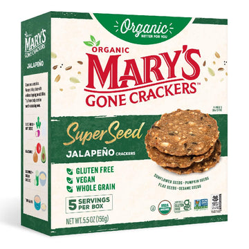 Marys Gone Crackers Super Seed Crackers, Organic Plant Based Protein, Gluten Free, Jalapeno, 5.5 Ounce (Pack Of 1)