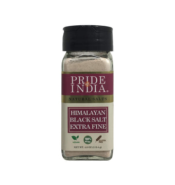 Pride Of India Himalayan Black Rock Salt, Extra-Fine Grind, 4 oz, 113.4g, 84+ Minerals