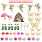 Lxasiy 39Pcs Fairy Cake Toppers Fairy Cake Decoration Pink Mushroom Door Butterfly Flowers Cake Decoration Fairy Garden Topper F