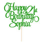 EDSG Personalized Birthday Cake Topper, Double-Sided Glitter, Any Age & Name, Green