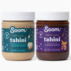 Soom Foods Sesame Tahini Paste Two Flavor Sampler: (1) Premium Sesame Tahini 11Oz And (1) Chocolate Tahini Halva Spread Tahini 12Oz | Silky Smooth Texture In Hummus, Dips, Dressings, Baked Goods | Vegan, Nut-Free, Gluten-Free