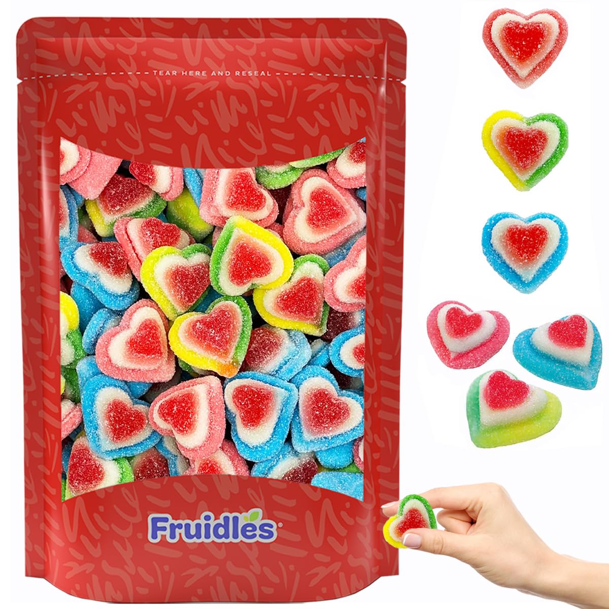 Fruidles Valentines Assorted Gummy Hearts Candy, Delicious Fruit Flavors Gummies (Half-Pound)