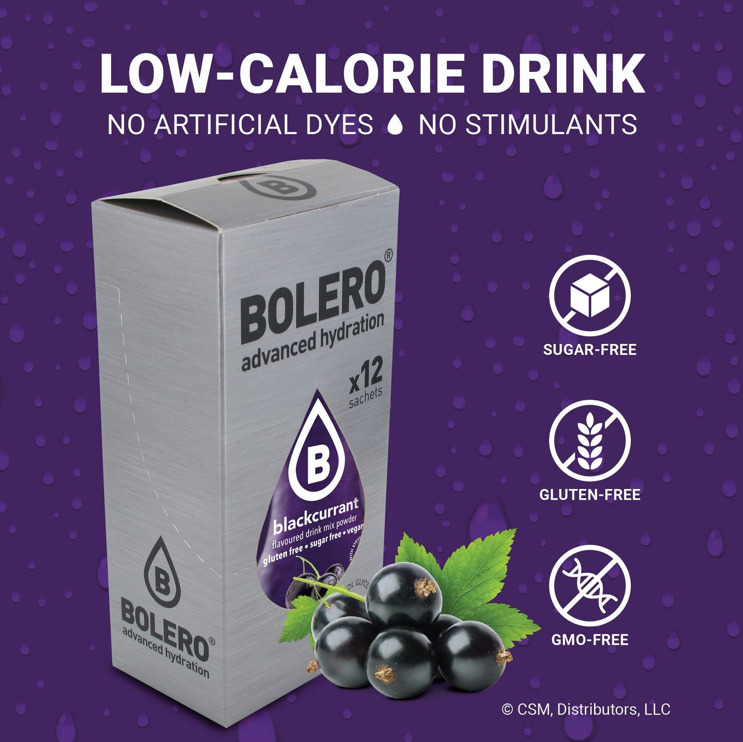 Bolero- Sugar Free Drink Mix Packets Black Currant Fruit Flavors | Powdered Flavored Water Packets | 36 Small Sachet On The Go P