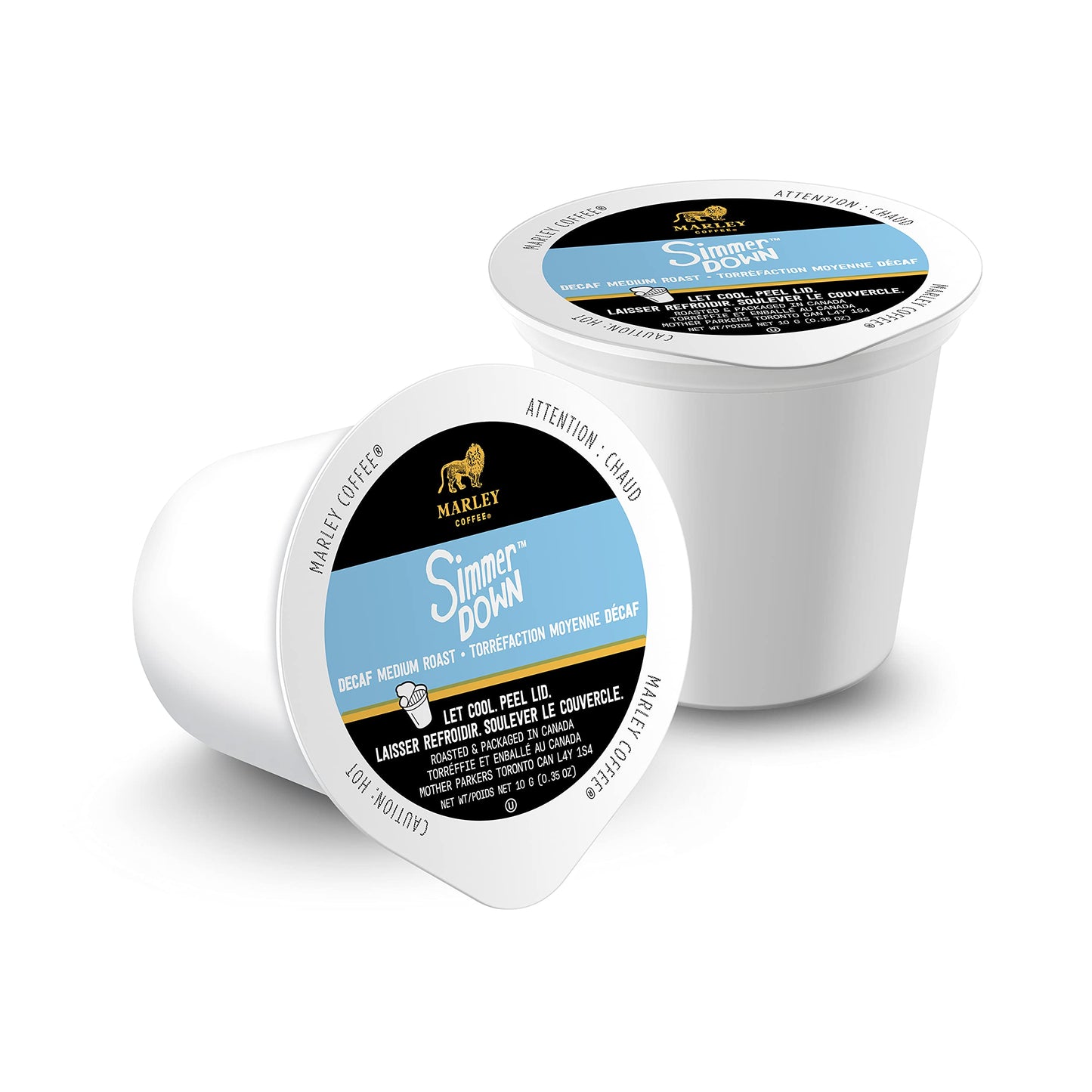 Marley Coffee Simmer Down Decaf, Swiss Water Process, Medium Roast Coffee, Keurig K-Cup Brewer Compatible Pods, 12 Count (Pack O