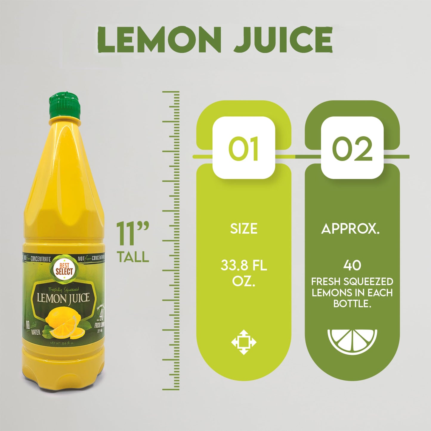 3 Pack 33.8 Oz 100% Real Lemon Juice | Fresh Flavor NO Added Water | Not From Concentrate| Appx 40 Freshly Squeezed Lemons in Ea