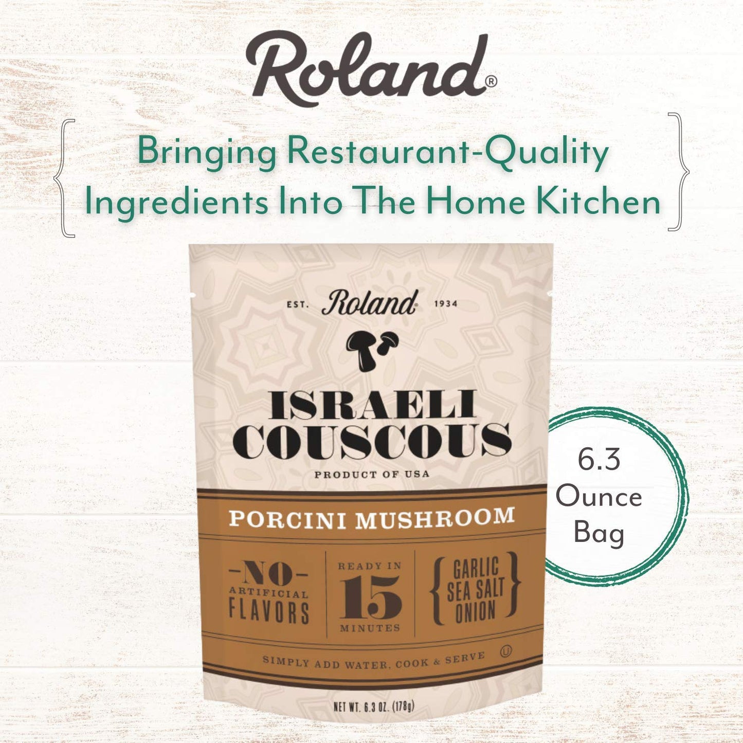 Roland Foods Porcini Mushroom Israeli Couscous, Specialty Food, 6.3 Ounce, Pack of 1
