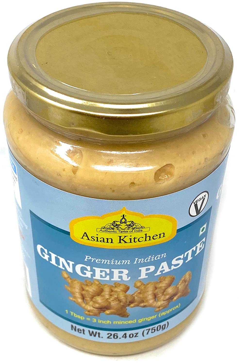 Asian Kitchen Ginger Cooking Paste 26.5Oz (750G) Glass Jar ~ Vegan | Gluten Free | Non-Gmo | No Colors | Indian Origin