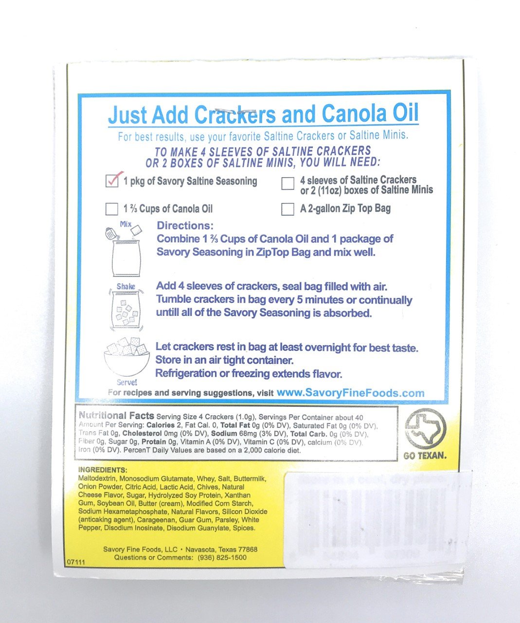 The Original Savory Party Cracker Seasoning Low Salt 2-Pack