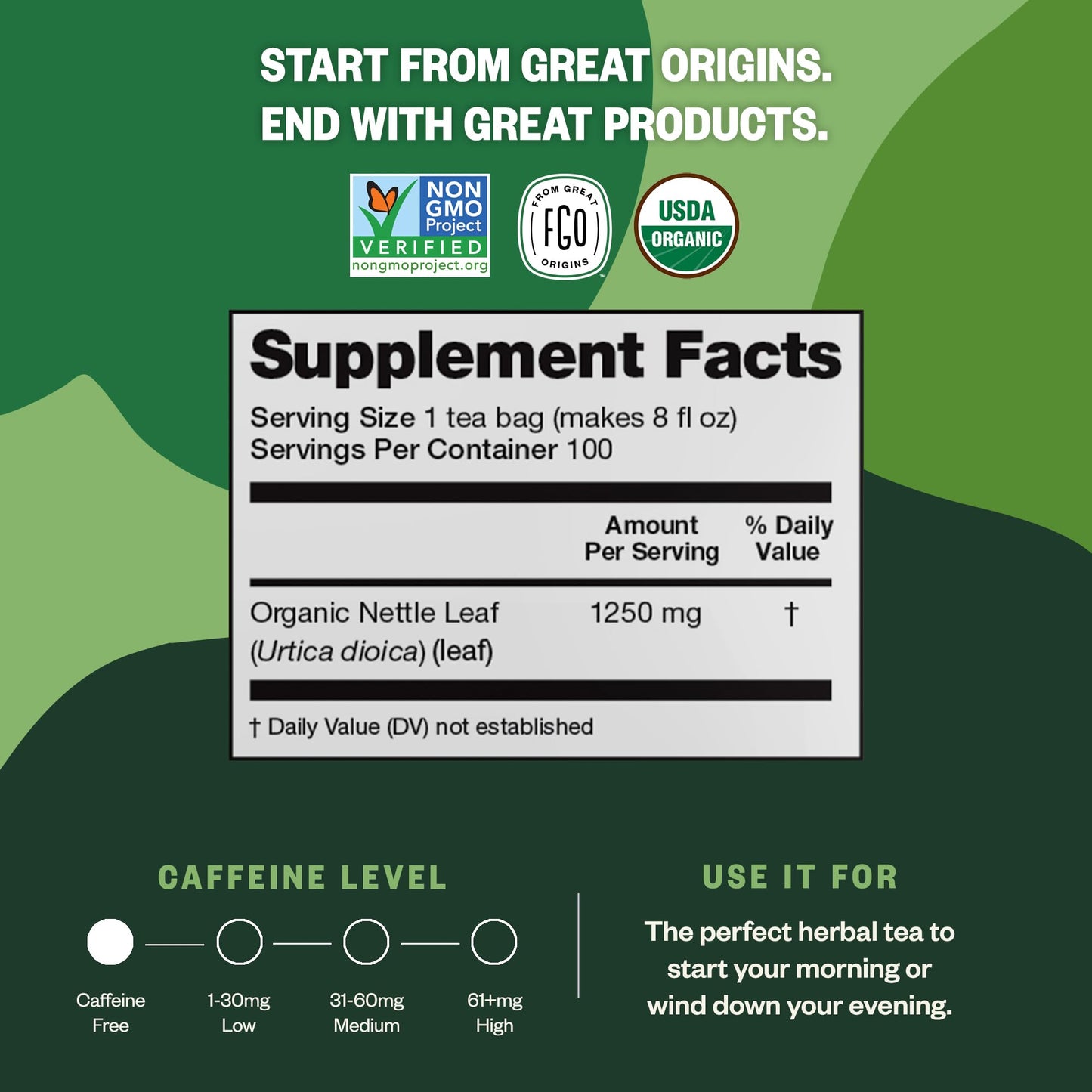 Fgo Organic Nettle Leaf Tea, Eco-Conscious Tea Bags, 100 Count, Packaging May Vary (Pack Of 1)