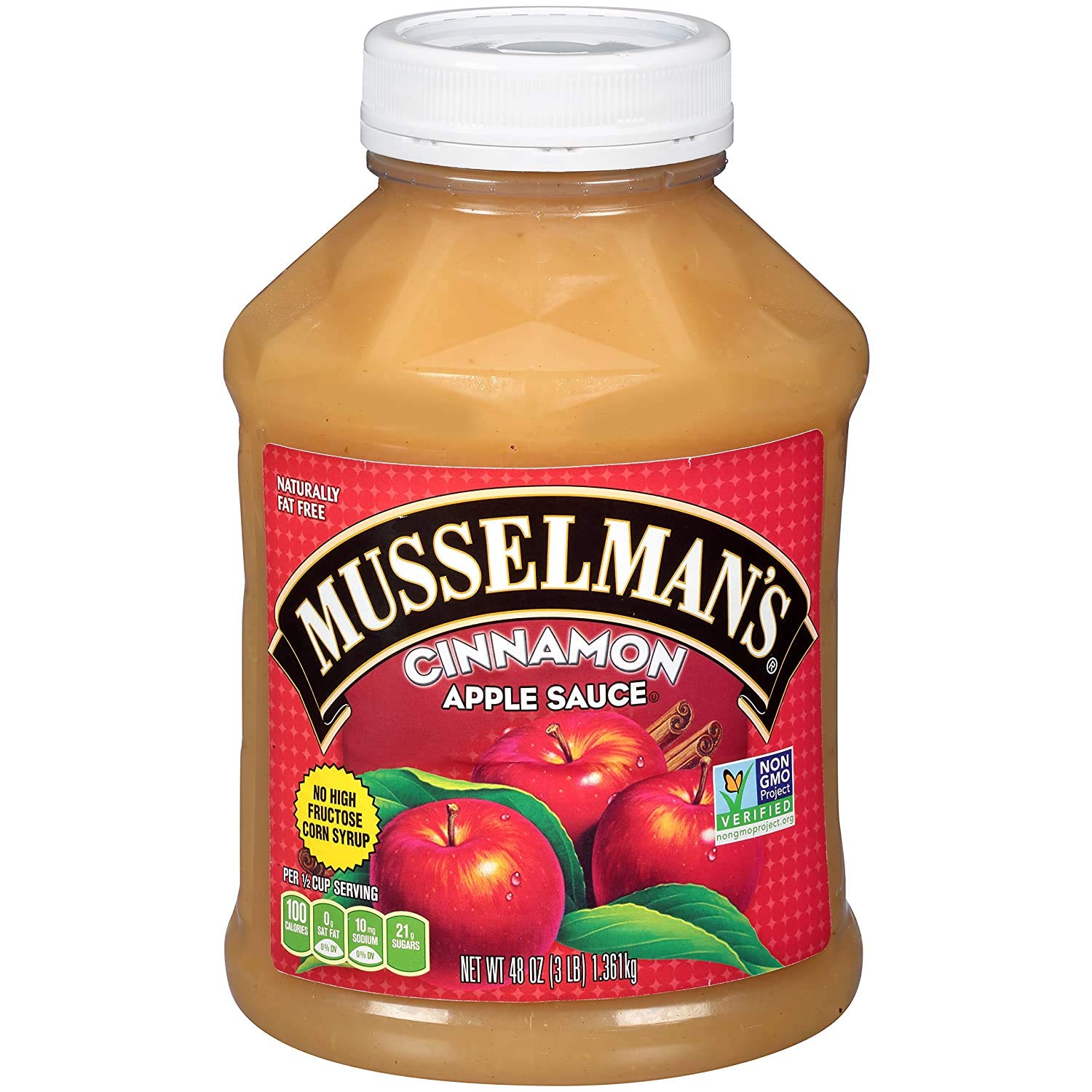 Musselmans Cinnamon Apple Sauce, Pack of 2, 48 Ounces, 3 Pounds
